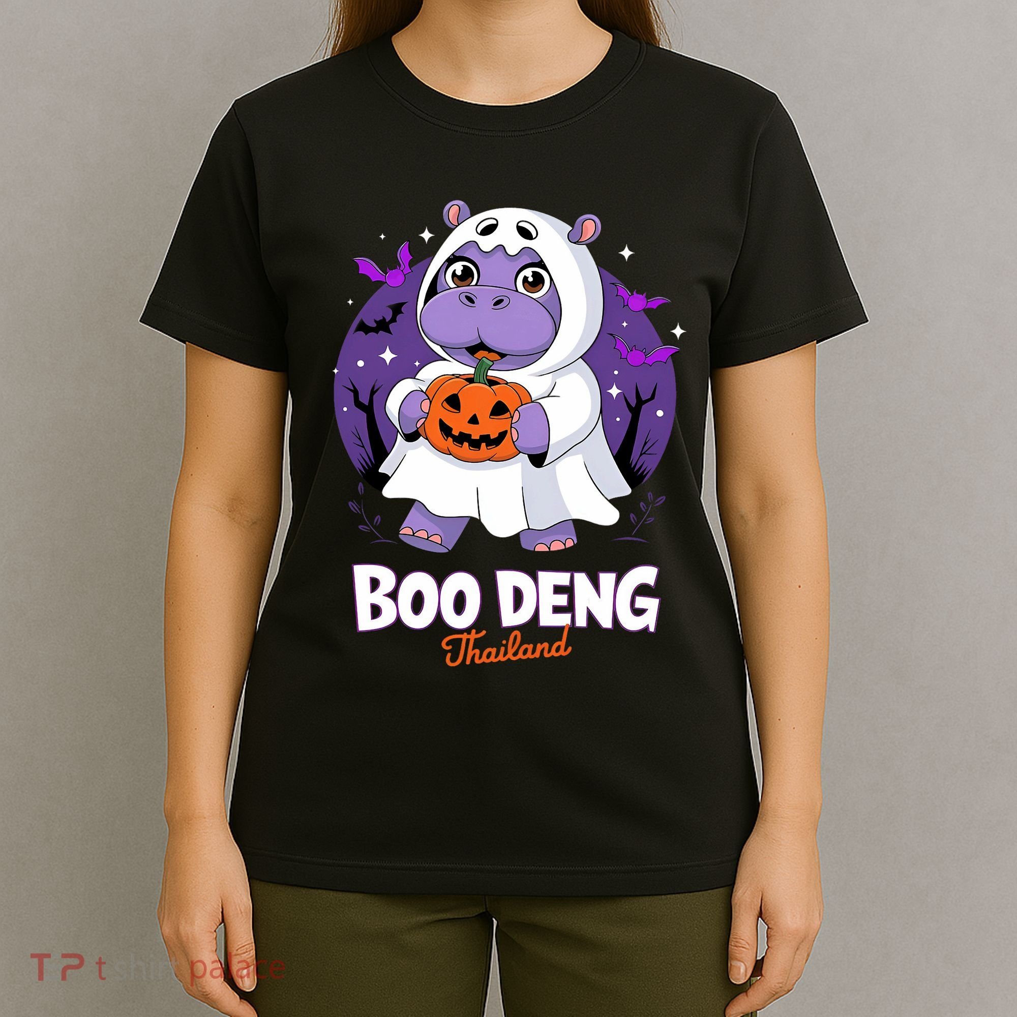 Boo Deng Halloween Costume Cute Baby Hippo Moo Deng Funny T-Shirt