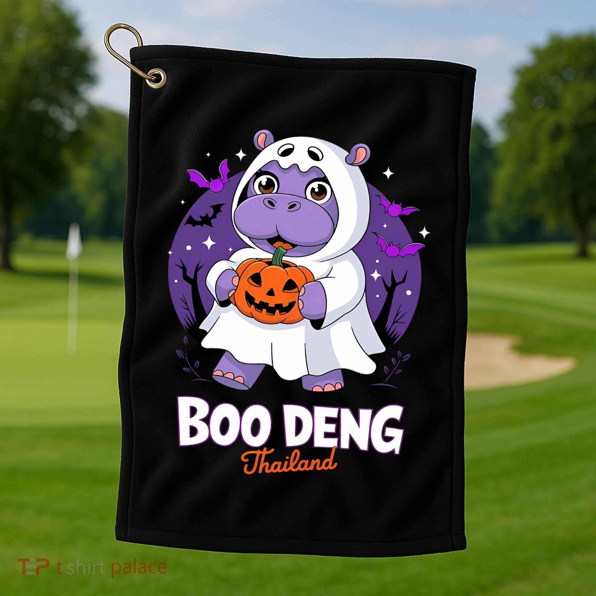 Boo Deng Halloween Costume Cute Baby Hippo Moo Deng Funny Golf Towel