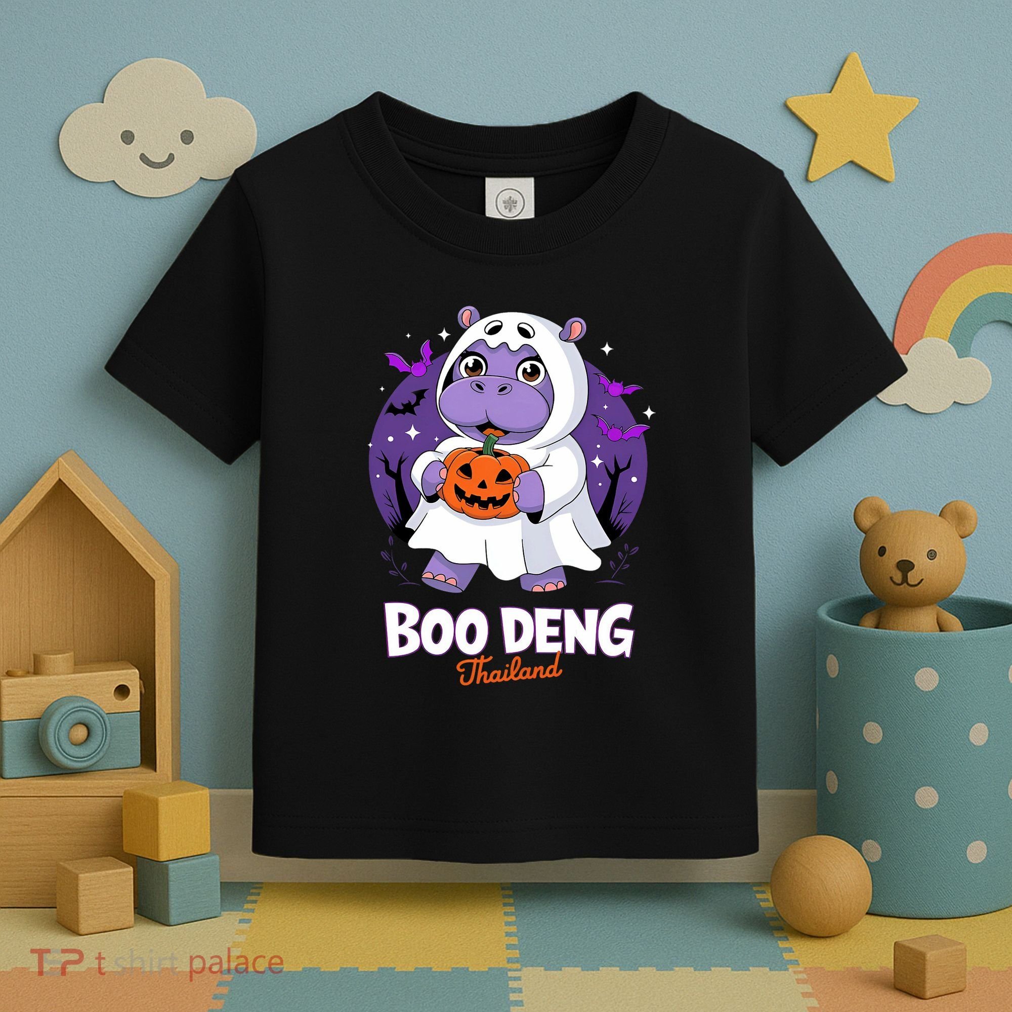 Boo Deng Halloween Costume Cute Baby Hippo Moo Deng Funny Toddler T-Shirt