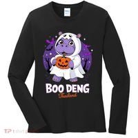 Boo Deng Halloween Costume Cute Baby Hippo Moo Deng Funny Women's Long Sleeve Shirt thumb 0