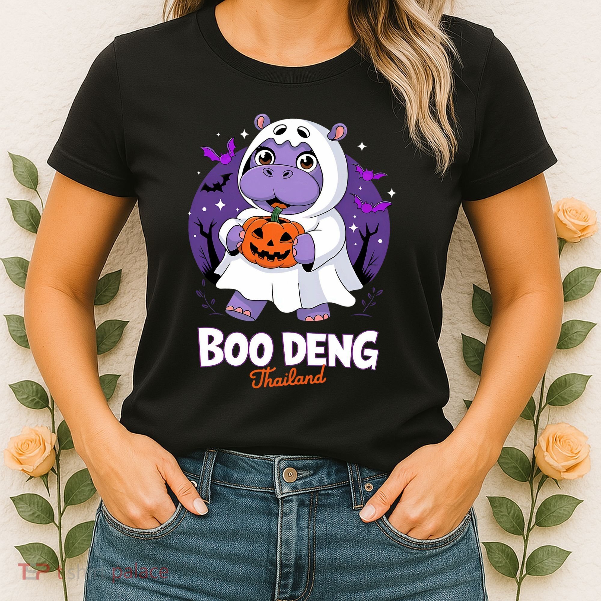 Boo Deng Halloween Costume Cute Baby Hippo Moo Deng Funny Women's T-Shirt