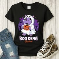 Boo Deng Halloween Costume Cute Baby Hippo Moo Deng Funny Women's T-Shirt thumb 3