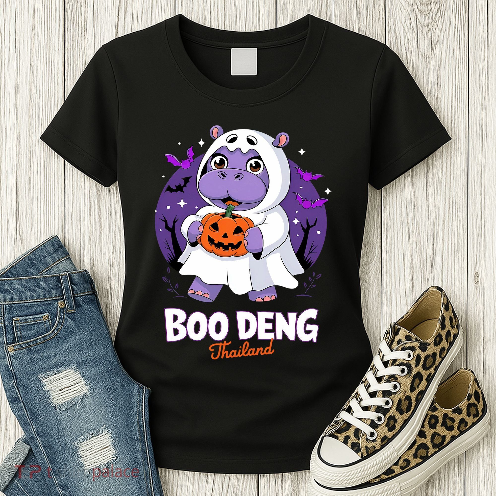 Boo Deng Halloween Costume Cute Baby Hippo Moo Deng Funny Women's T-Shirt