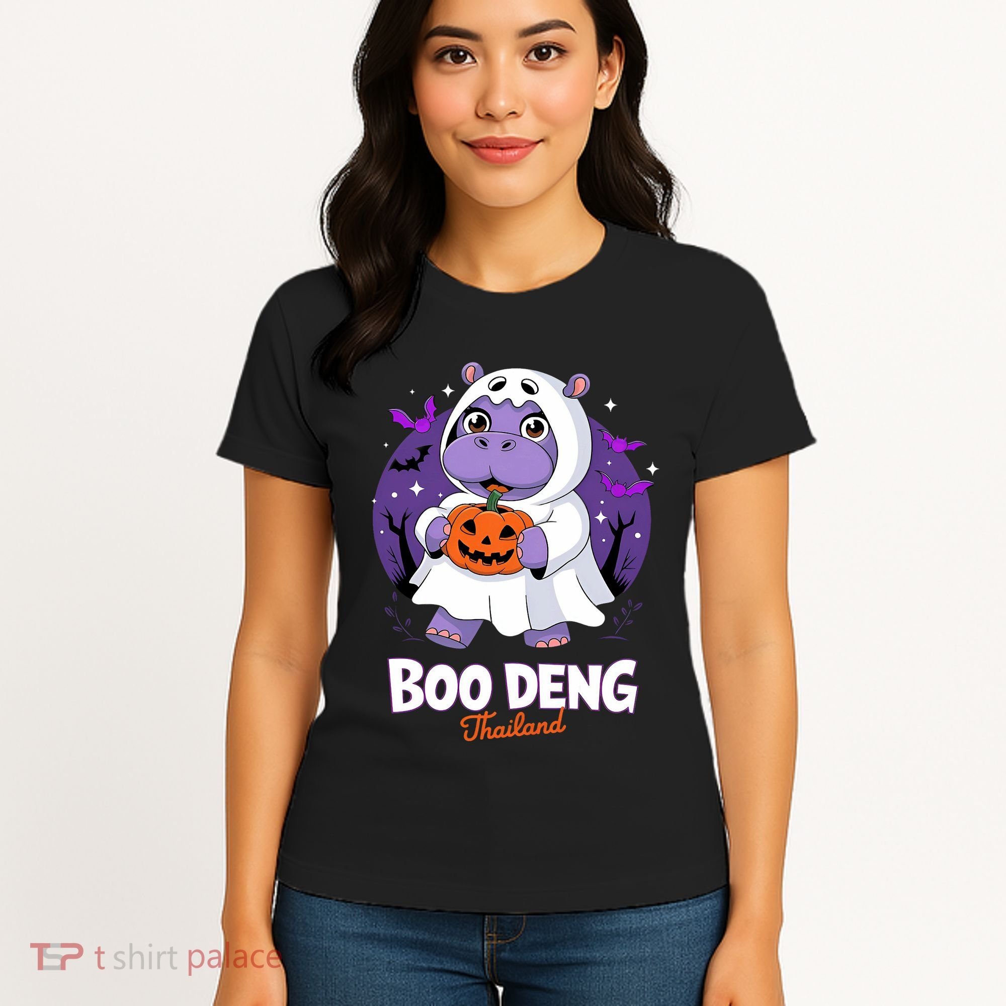 Boo Deng Halloween Costume Cute Baby Hippo Moo Deng Funny Women's T-Shirt