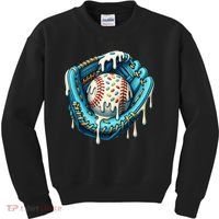Baseball Drip Home Plate Ice Cream Respect The Drip Kids Sweatshirt thumb 0