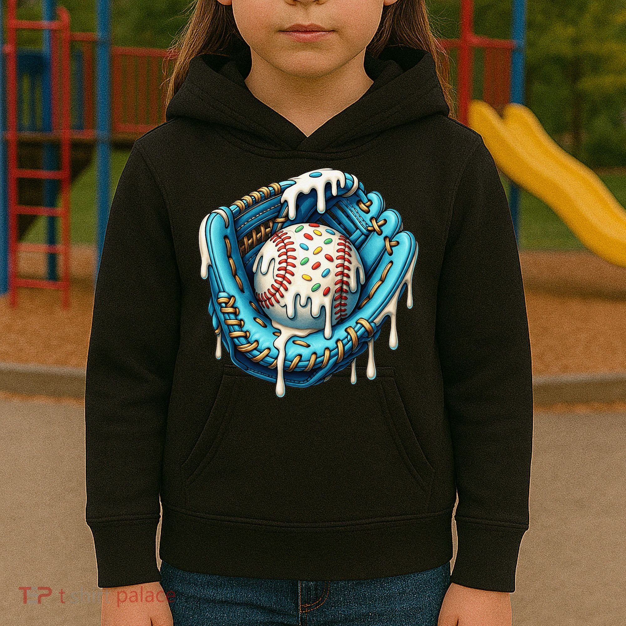 Baseball Drip Home Plate Ice Cream Respect The Drip Kids Hoodie