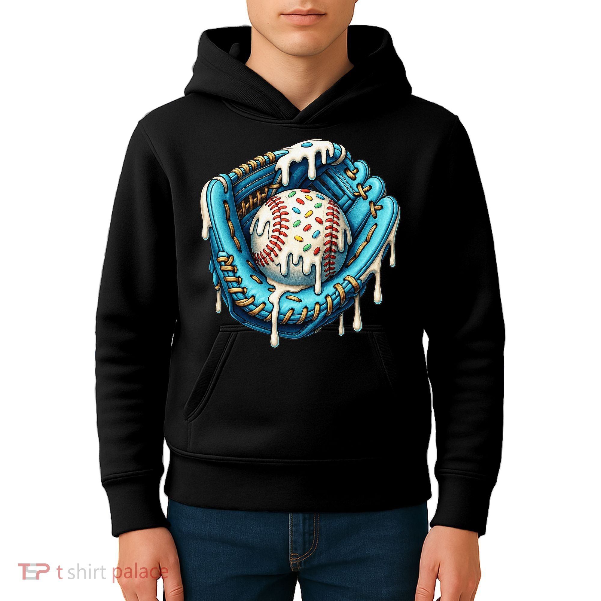 Baseball Drip Home Plate Ice Cream Respect The Drip Kids Hoodie