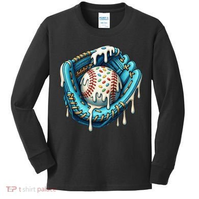 Baseball Drip Home Plate Ice Cream Respect The Drip Kids Long Sleeve Shirt