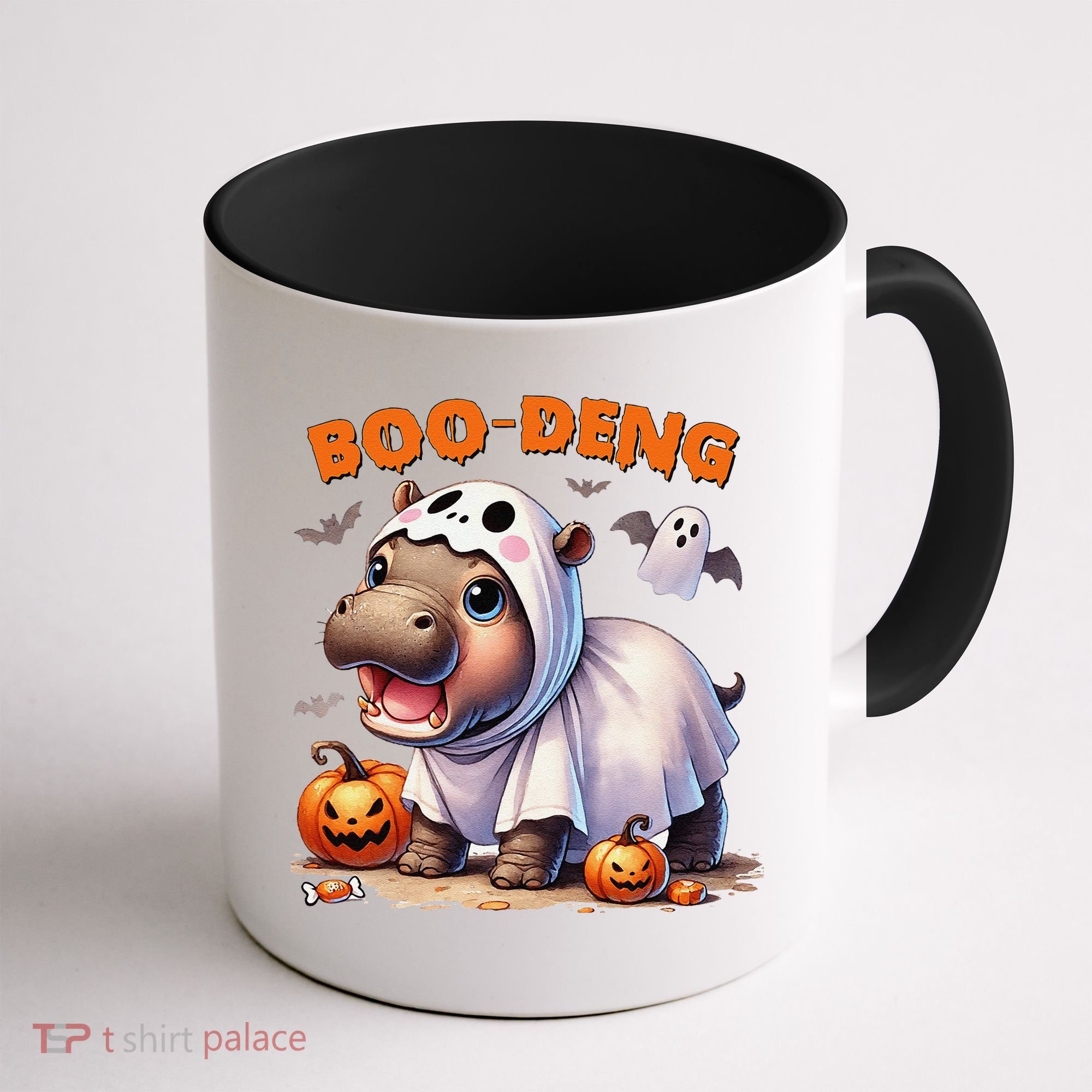 Boo Deng Halloween Baby Pygmy Hippo Bouncy Pig Moo Deng Coffee Mug