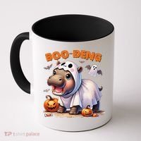 Boo Deng Halloween Baby Pygmy Hippo Bouncy Pig Moo Deng Coffee Mug thumb 0