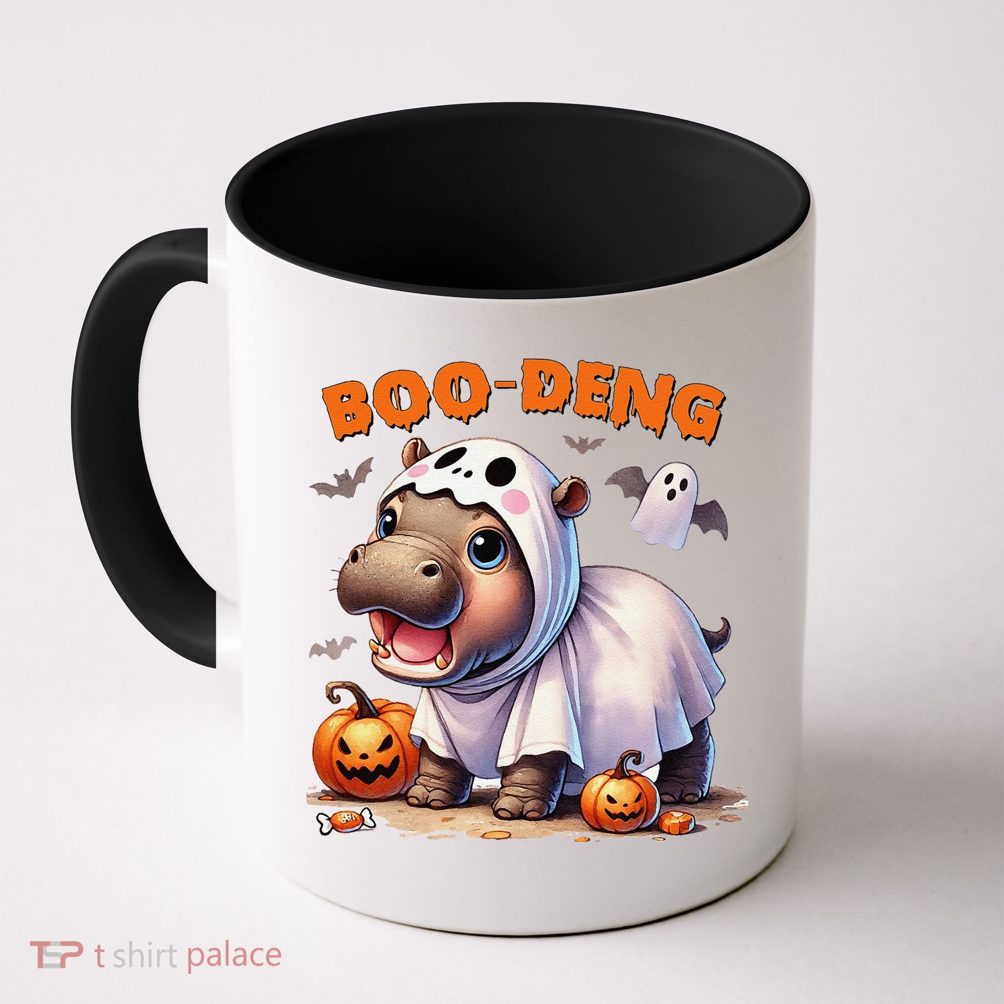 Boo Deng Halloween Baby Pygmy Hippo Bouncy Pig Moo Deng Coffee Mug