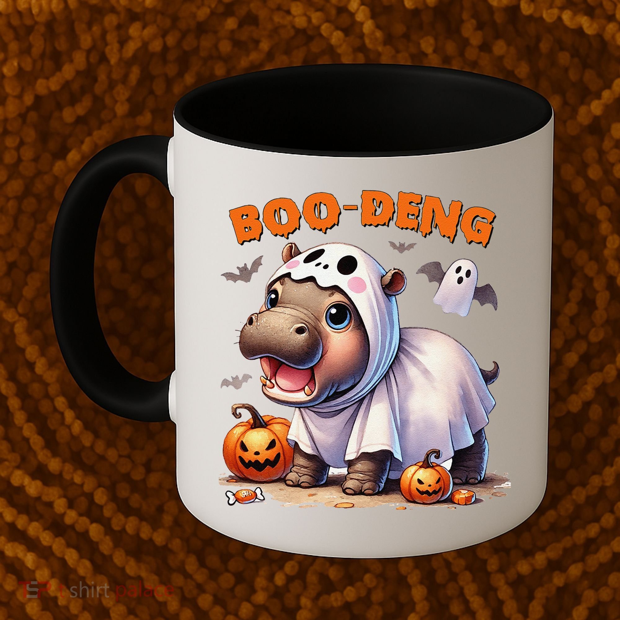 Boo Deng Halloween Baby Pygmy Hippo Bouncy Pig Moo Deng Coffee Mug