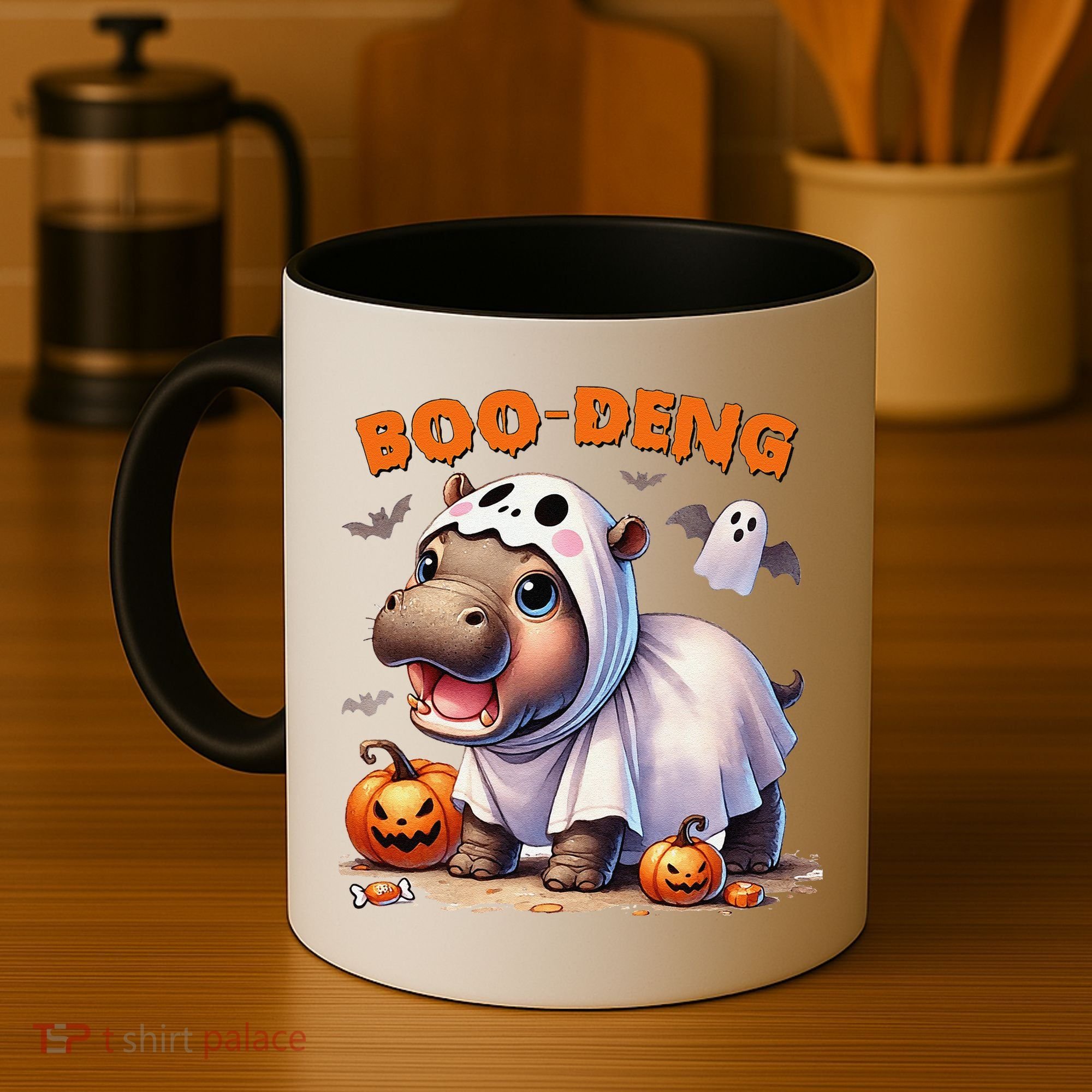 Boo Deng Halloween Baby Pygmy Hippo Bouncy Pig Moo Deng Coffee Mug