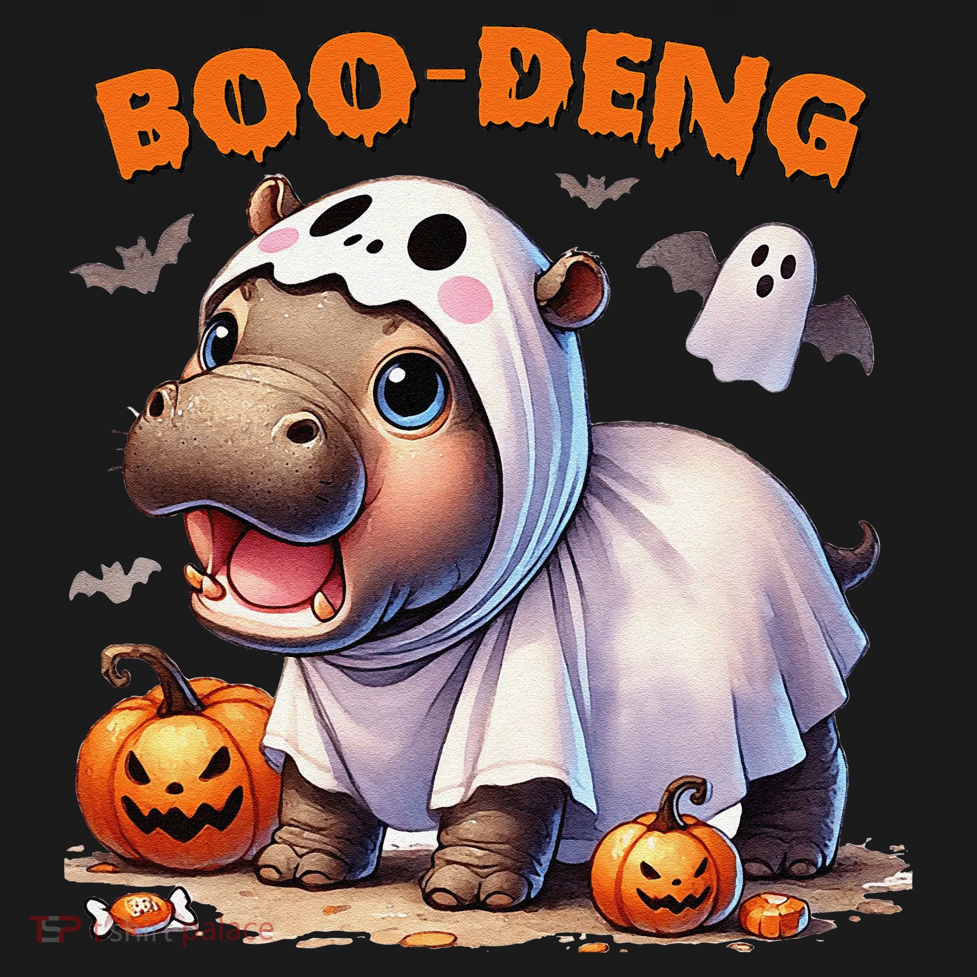 Boo Deng Halloween Baby Pygmy Hippo Bouncy Pig Moo Deng Ornament