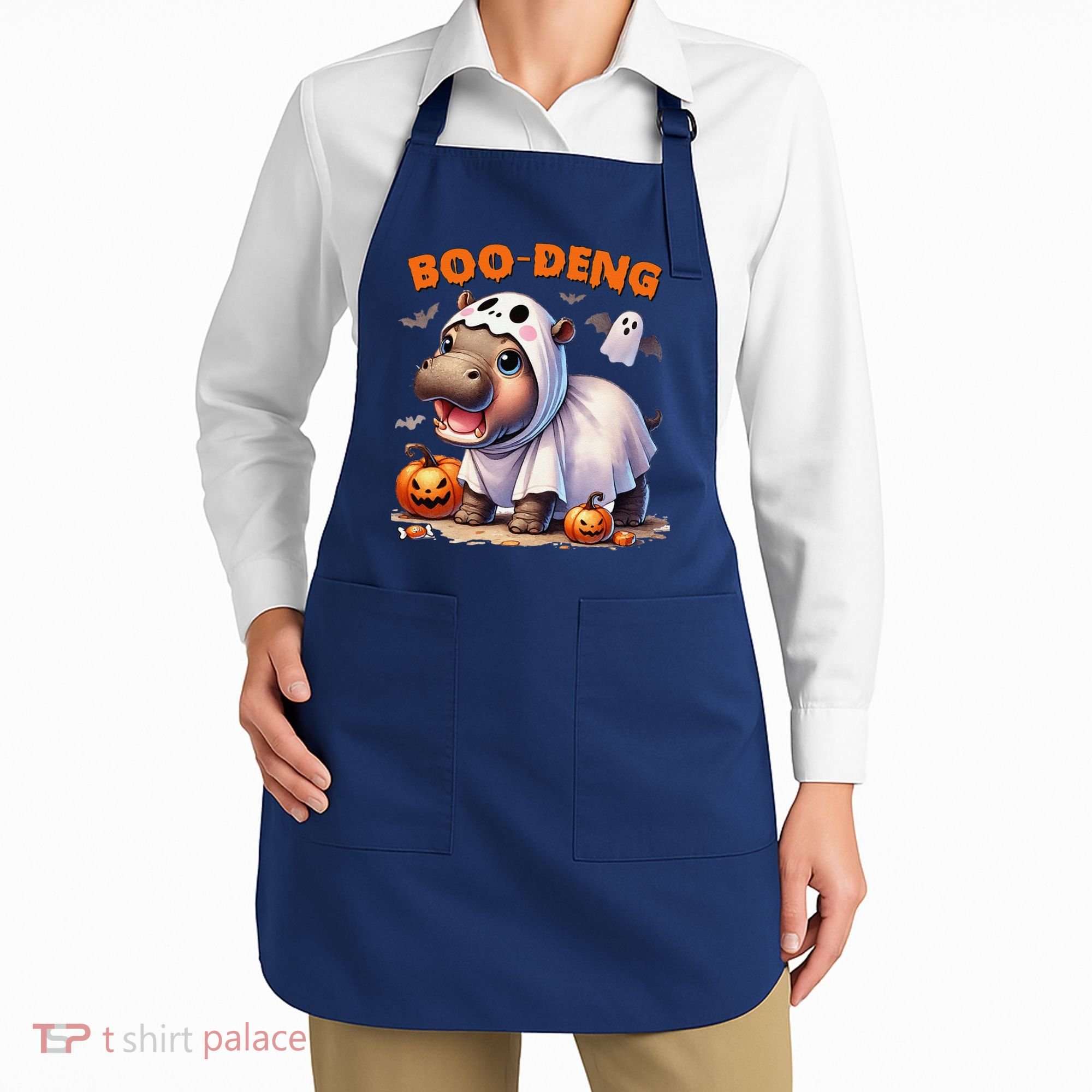 Boo Deng Halloween Baby Pygmy Hippo Bouncy Pig Moo Deng Apron