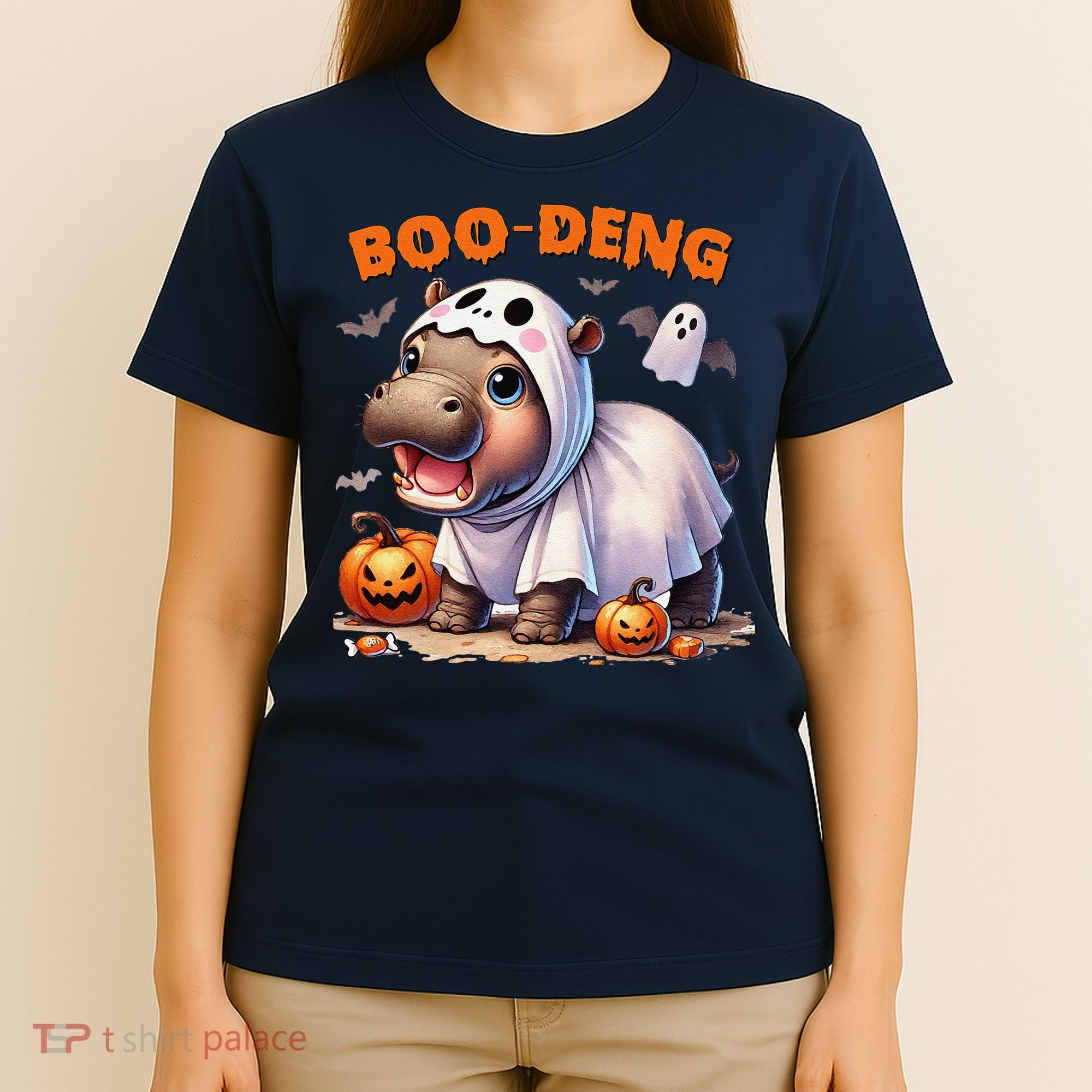 Boo Deng Halloween Baby Pygmy Hippo Bouncy Pig Moo Deng T-Shirt