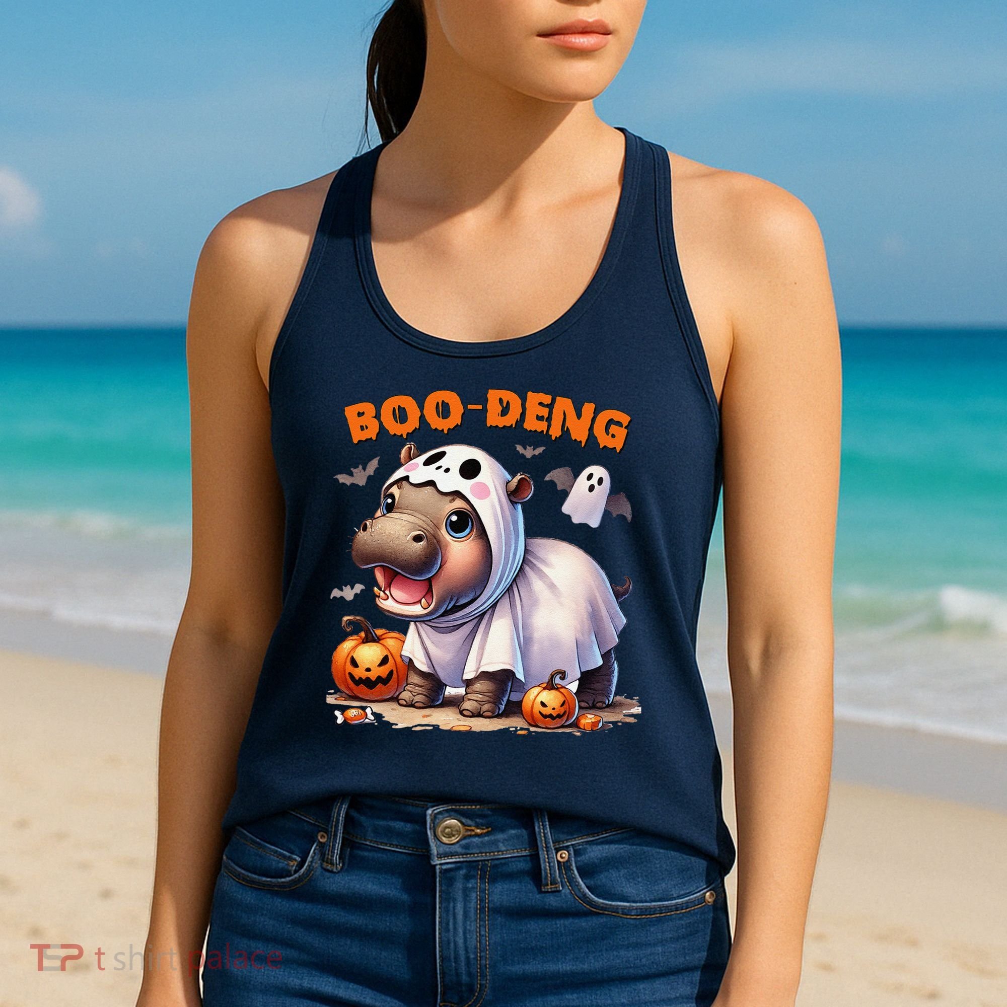 Boo Deng Halloween Baby Pygmy Hippo Bouncy Pig Moo Deng Women's Tank Top