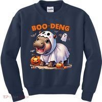 Boo Deng Halloween Baby Pygmy Hippo Bouncy Pig Moo Deng Kids Sweatshirt thumb 0