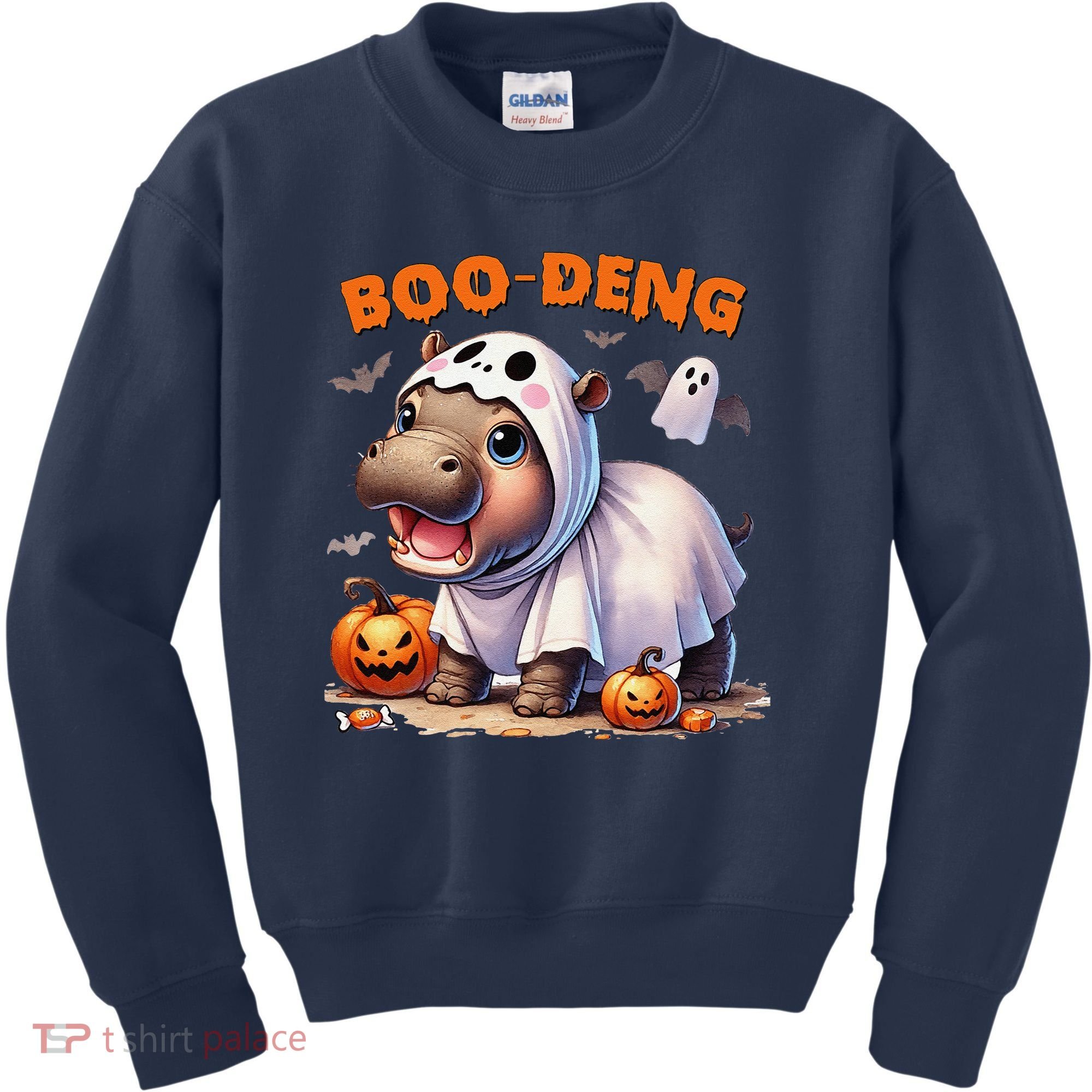 Boo Deng Halloween Baby Pygmy Hippo Bouncy Pig Moo Deng Kids Sweatshirt