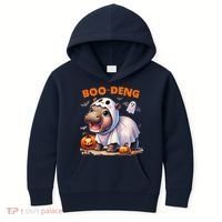 Boo Deng Halloween Baby Pygmy Hippo Bouncy Pig Moo Deng Kids Hoodie thumb 0