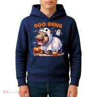 Boo Deng Halloween Baby Pygmy Hippo Bouncy Pig Moo Deng Kids Hoodie thumb 4
