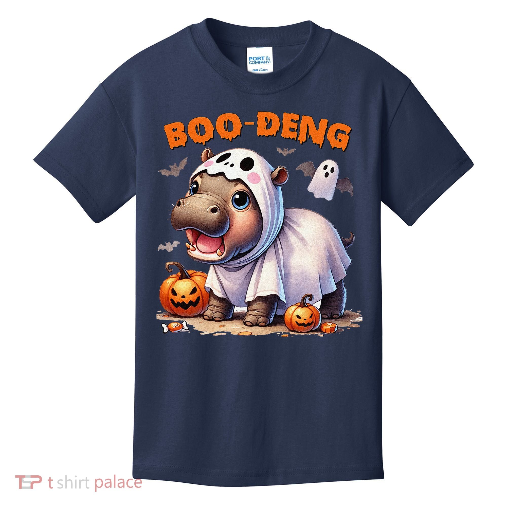 Boo Deng Halloween Baby Pygmy Hippo Bouncy Pig Moo Deng Kids T-Shirt