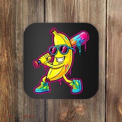 Banana Drip Ice Cream Baseball Coaster