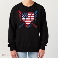 Baseball Drip Ice Cream Patriotic American Flag Funny Women's Sweatshirt thumb 0