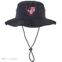 Baseball Drip Ice Cream Patriotic American Flag Funny Bucket Hat thumb 0