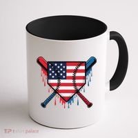 Baseball Drip Ice Cream Patriotic American Flag Funny Coffee Mug thumb 1