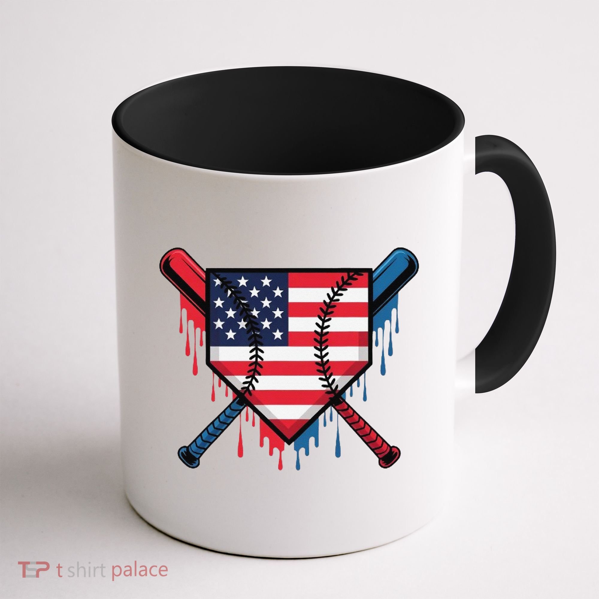 Baseball Drip Ice Cream Patriotic American Flag Funny Coffee Mug