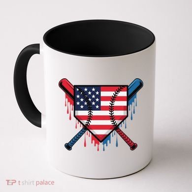 Baseball Drip Ice Cream Patriotic American Flag Funny Coffee Mug