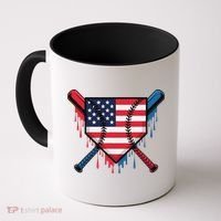 Baseball Drip Ice Cream Patriotic American Flag Funny Coffee Mug thumb 0