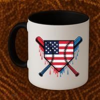 Baseball Drip Ice Cream Patriotic American Flag Funny Coffee Mug thumb 2