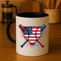 Baseball Drip Ice Cream Patriotic American Flag Funny Coffee Mug thumb 4