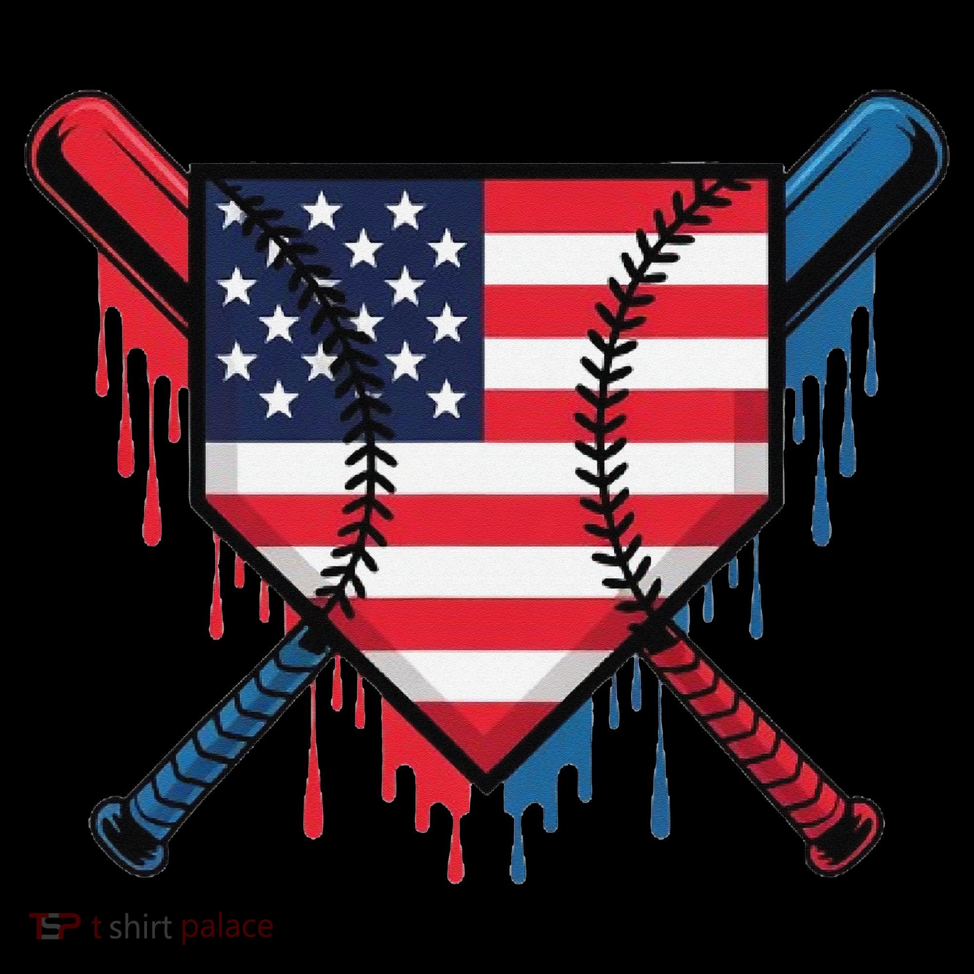 Baseball Drip Ice Cream Patriotic American Flag Funny Coffee Mug