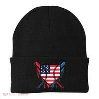 Baseball Drip Ice Cream Patriotic American Flag Funny Beanie thumb 0