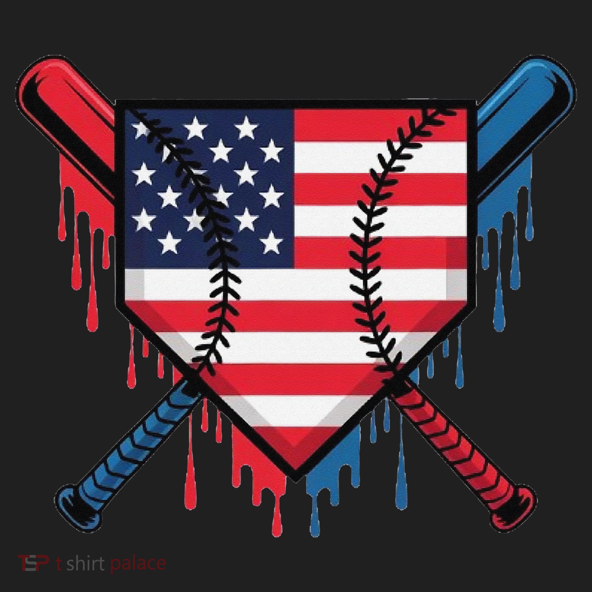Baseball Drip Ice Cream Patriotic American Flag Funny Beanie