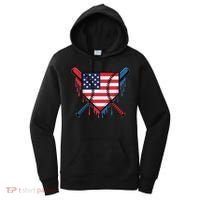 Baseball Drip Ice Cream Patriotic American Flag Funny Women's Hoodie thumb 0