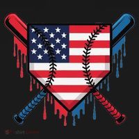 Baseball Drip Ice Cream Patriotic American Flag Funny Women's Hoodie thumb 2
