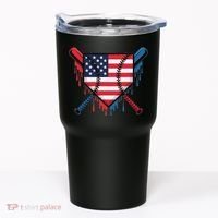 Baseball Drip Ice Cream Patriotic American Flag Funny Tumbler thumb 0