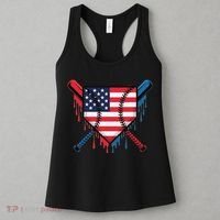 Baseball Drip Ice Cream Patriotic American Flag Funny Women's Tank Top thumb 3