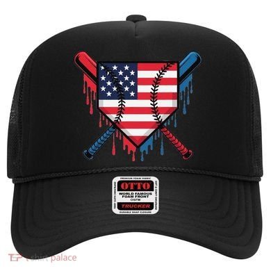 Baseball Drip Ice Cream Patriotic American Flag Funny Hat