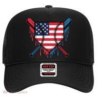 Baseball Drip Ice Cream Patriotic American Flag Funny Hat thumb 0