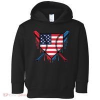 Baseball Drip Ice Cream Patriotic American Flag Funny Toddler Hoodie thumb 0