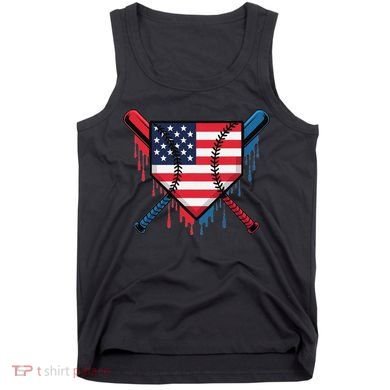 Baseball Drip Ice Cream Patriotic American Flag Funny Tank Top