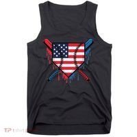 Baseball Drip Ice Cream Patriotic American Flag Funny Tank Top thumb 0