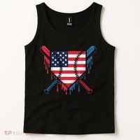 Baseball Drip Ice Cream Patriotic American Flag Funny Tank Top thumb 2