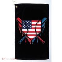 Baseball Drip Ice Cream Patriotic American Flag Funny Golf Towel thumb 0