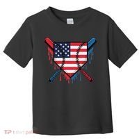 Baseball Drip Ice Cream Patriotic American Flag Funny Toddler T-Shirt thumb 0